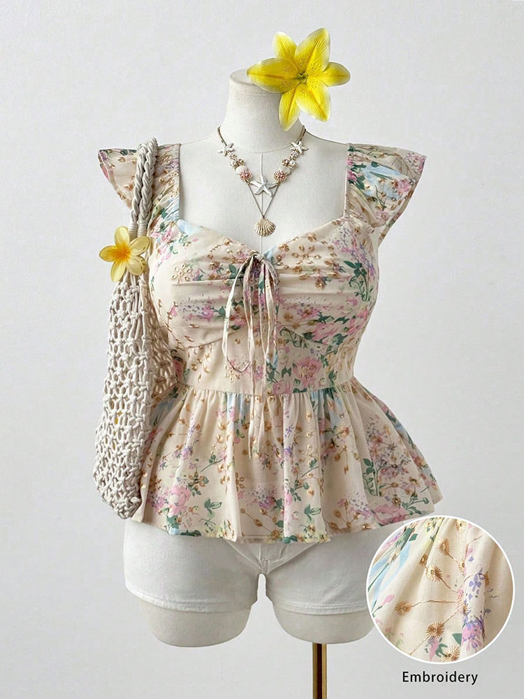 Embroidery Vest - Nuevo Top Corto con Bordado Floral,