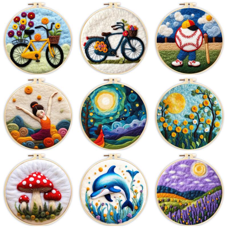 Embroidery Kit Set - RUOPOTY-patrón de bicicleta Diy, fieltro de