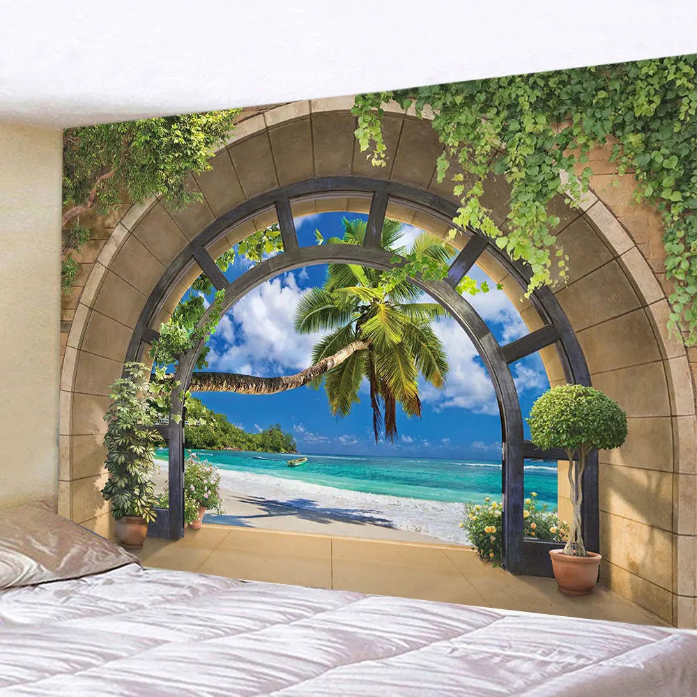 Embroidery Wall Art - Tapiz de paisaje de árbol de