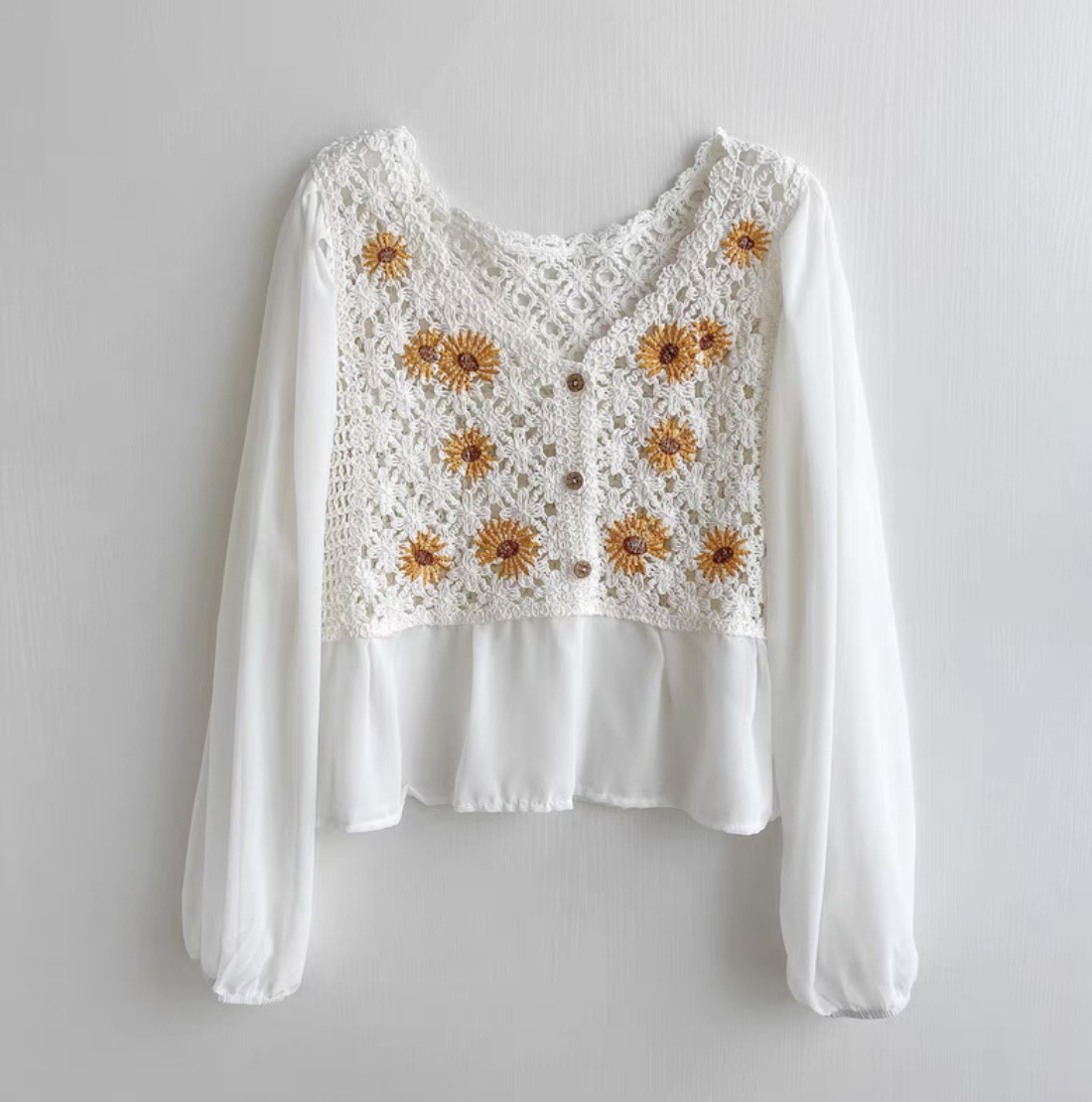 Top de ganchillo de gasa con b - Embroidery Daisy Flower reseña y precio