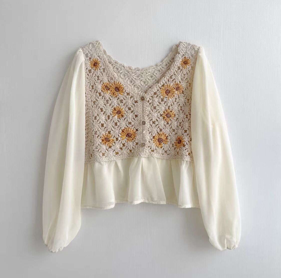 Top de ganchillo de gasa con b - Embroidery Daisy Flower reseña y precio