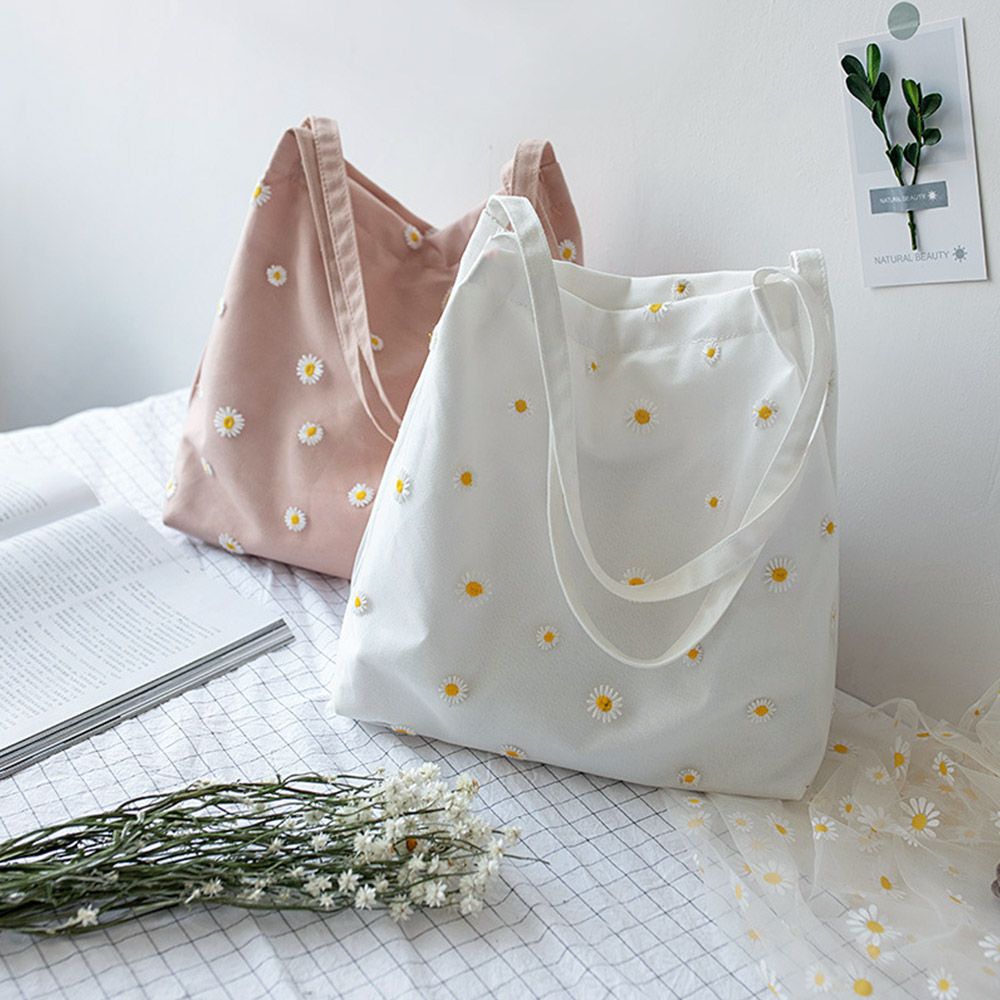 Bolsos de lona para mujer, bol - Embroidery Daisy Flower reseña y precio