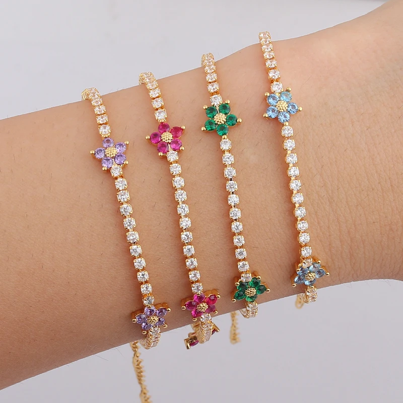 Pulsera de cadena de tenis con - Embroidery Daisy Flower reseña y precio