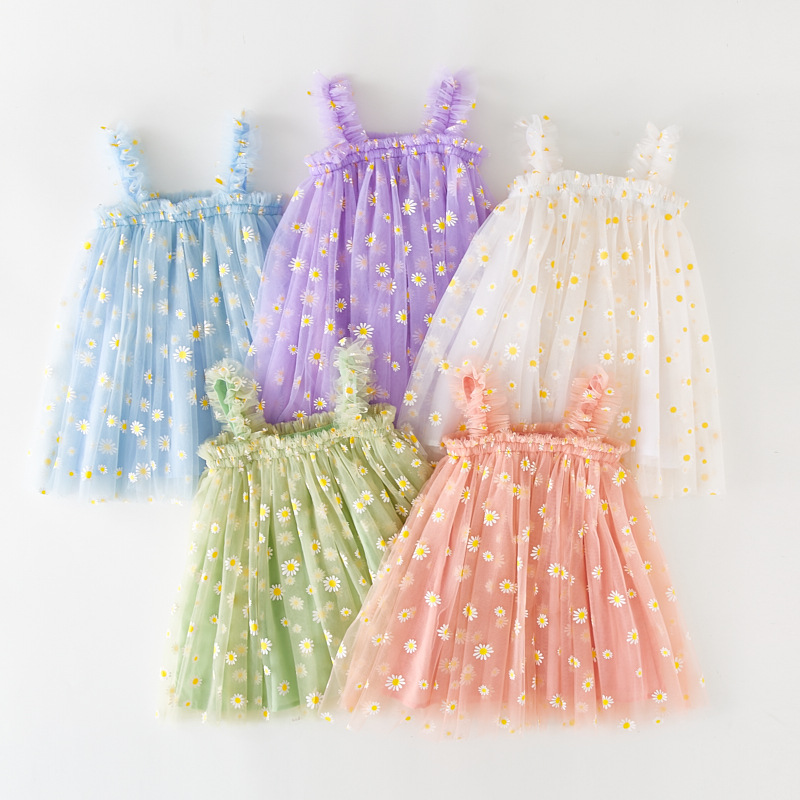 Vestido de tul para niñas pequ - Embroidery Daisy Flower reseña y precio